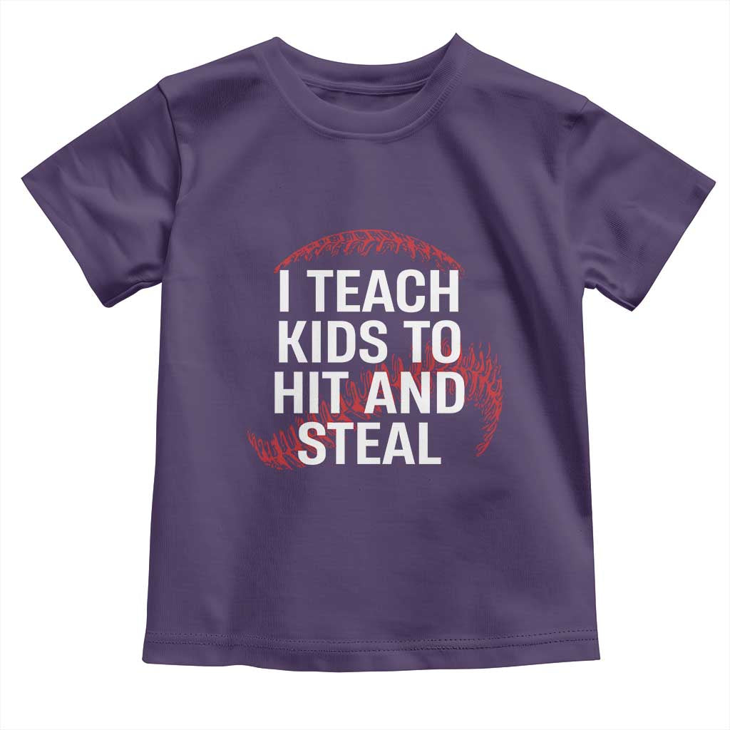 Baseball Coach Toddler T Shirt I Teach Kids To Hit And Steal TS10 Purple Print Your Wear