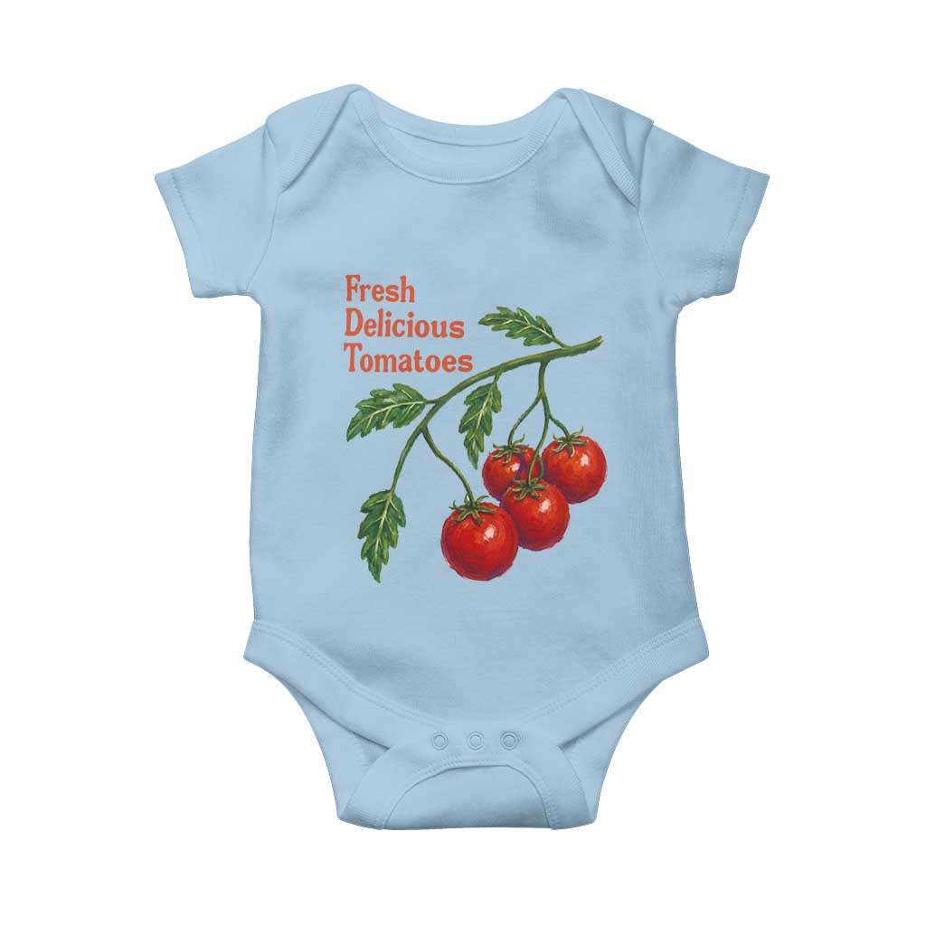 Subtle FDT Baby Onesie Fresh Delicious Tomatoes Retro Tomato Vine Graphic Political Humor