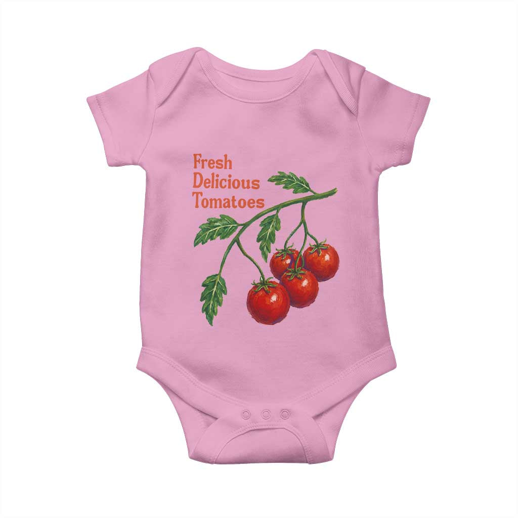Subtle FDT Baby Onesie Fresh Delicious Tomatoes Retro Tomato Vine Graphic Political Humor