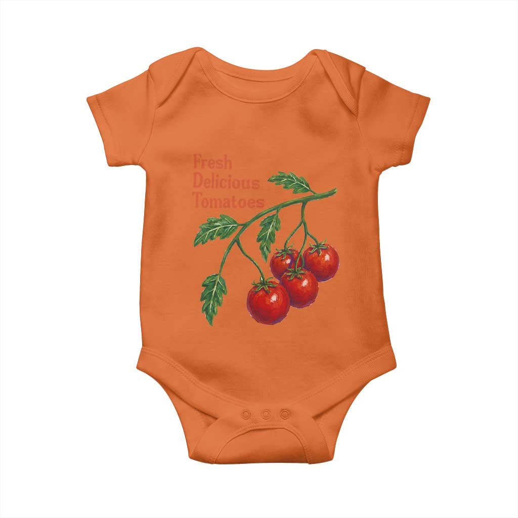 Subtle FDT Baby Onesie Fresh Delicious Tomatoes Retro Tomato Vine Graphic Political Humor
