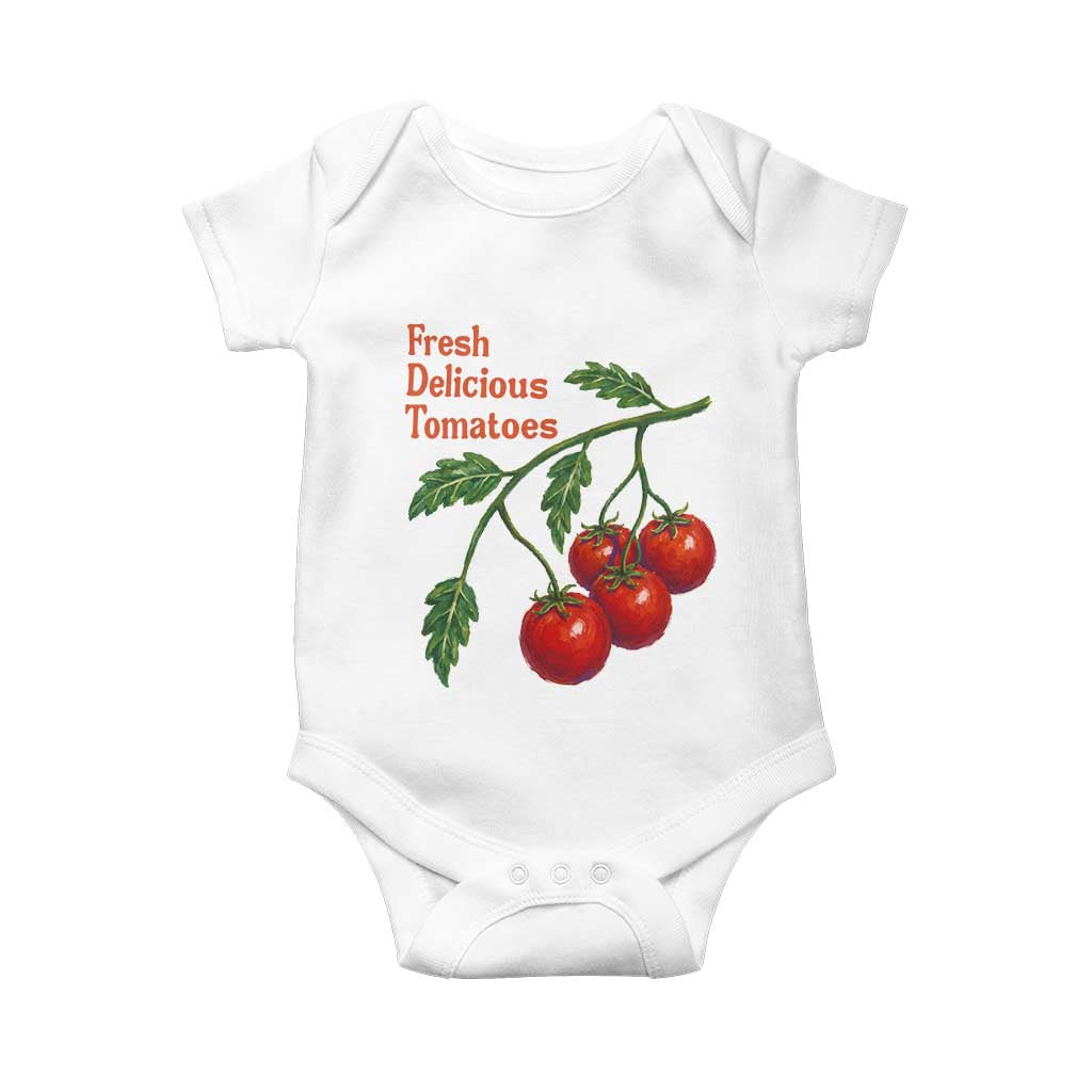 Subtle FDT Baby Onesie Fresh Delicious Tomatoes Retro Tomato Vine Graphic Political Humor TS10 White Print Your Wear