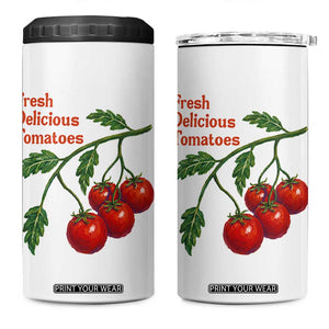 Subtle FDT 4 in 1 Can Cooler Tumbler Fresh Delicious Tomatoes Retro Tomato Vine Graphic Political Humor