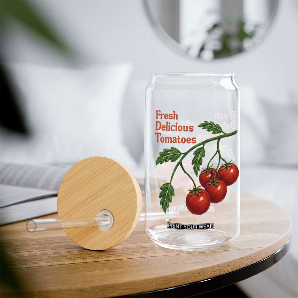 Subtle FDT Glass Can Fresh Delicious Tomatoes Retro Tomato Vine Graphic Political Humor