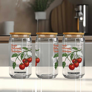 Subtle FDT Glass Can Fresh Delicious Tomatoes Retro Tomato Vine Graphic Political Humor