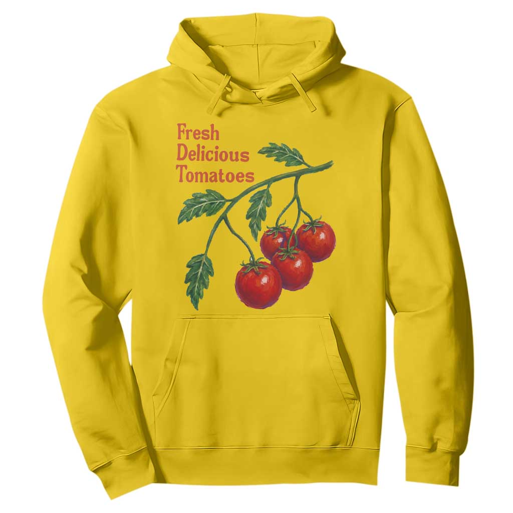Subtle FDT Hoodie Fresh Delicious Tomatoes Retro Tomato Vine Graphic Political Humor