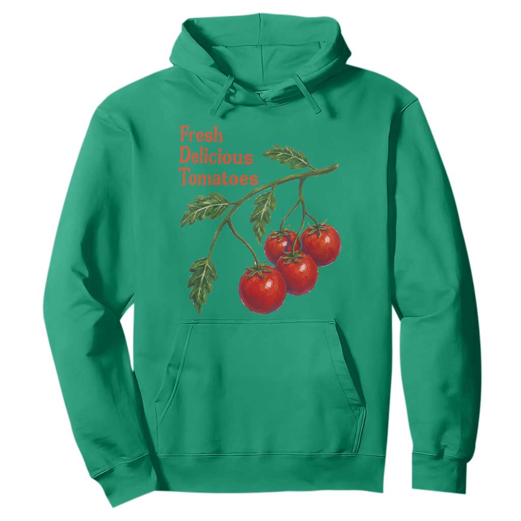 Subtle FDT Hoodie Fresh Delicious Tomatoes Retro Tomato Vine Graphic Political Humor