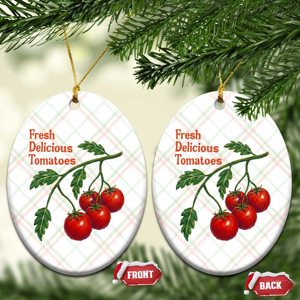 Subtle FDT Ceramic Ornament Fresh Delicious Tomatoes Retro Tomato Vine Graphic Political Humor TS10 Print Your Wear