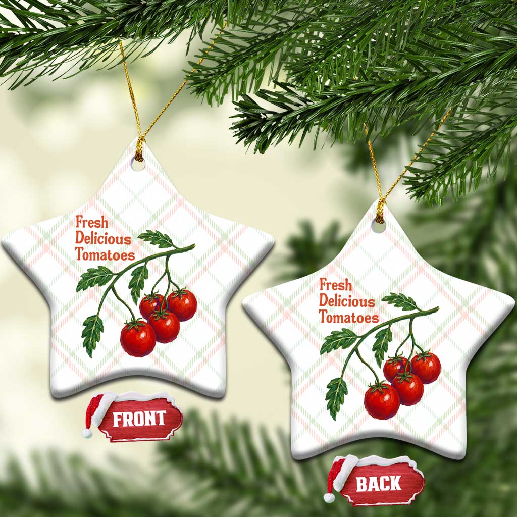 Subtle FDT Ceramic Ornament Fresh Delicious Tomatoes Retro Tomato Vine Graphic Political Humor TS10 Print Your Wear