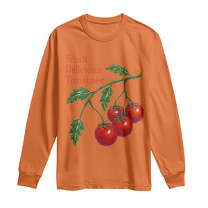 Subtle FDT Long Sleeve Shirt Fresh Delicious Tomatoes Retro Tomato Vine Graphic Political Humor