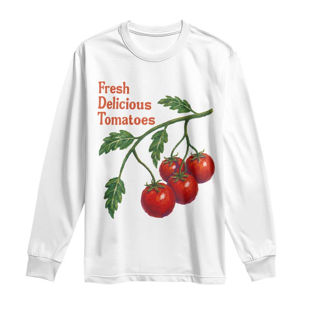 Subtle FDT Long Sleeve Shirt Fresh Delicious Tomatoes Retro Tomato Vine Graphic Political Humor