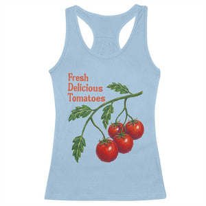 Subtle FDT Racerback Tank Top Fresh Delicious Tomatoes Retro Tomato Vine Graphic Political Humor