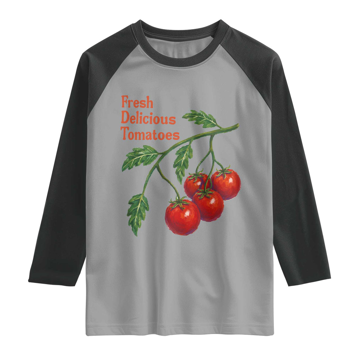 Subtle FDT Raglan Shirt Fresh Delicious Tomatoes Retro Tomato Vine Graphic Political Humor