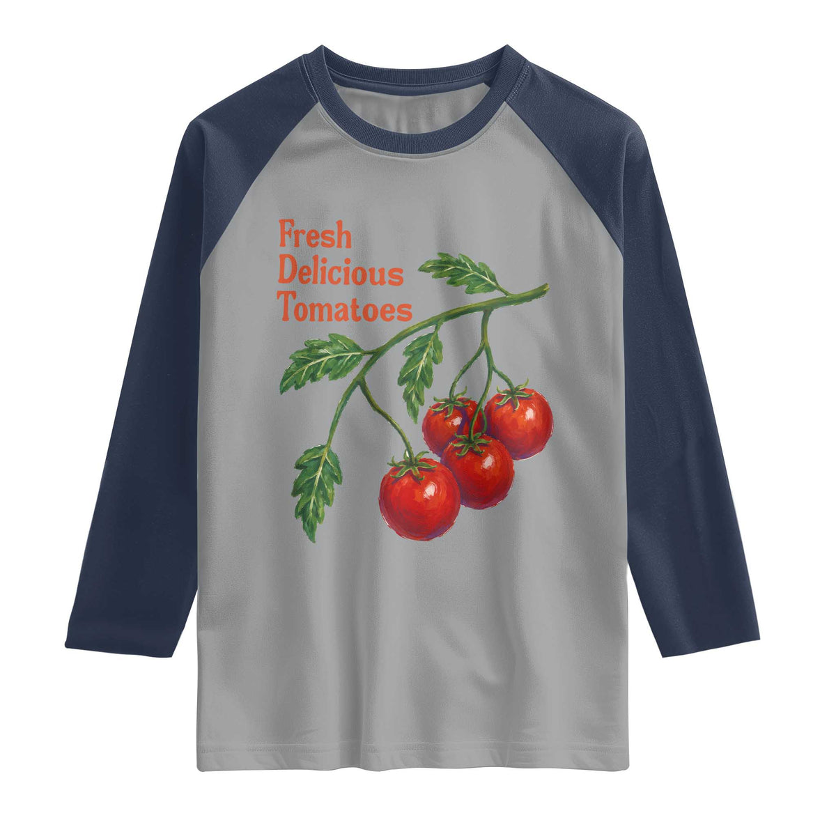 Subtle FDT Raglan Shirt Fresh Delicious Tomatoes Retro Tomato Vine Graphic Political Humor