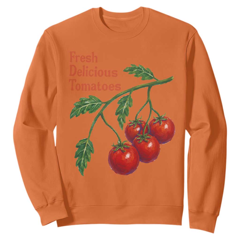 Subtle FDT Sweatshirt Fresh Delicious Tomatoes Retro Tomato Vine Graphic Political Humor