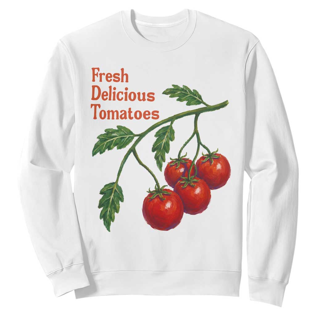 Subtle FDT Sweatshirt Fresh Delicious Tomatoes Retro Tomato Vine Graphic Political Humor