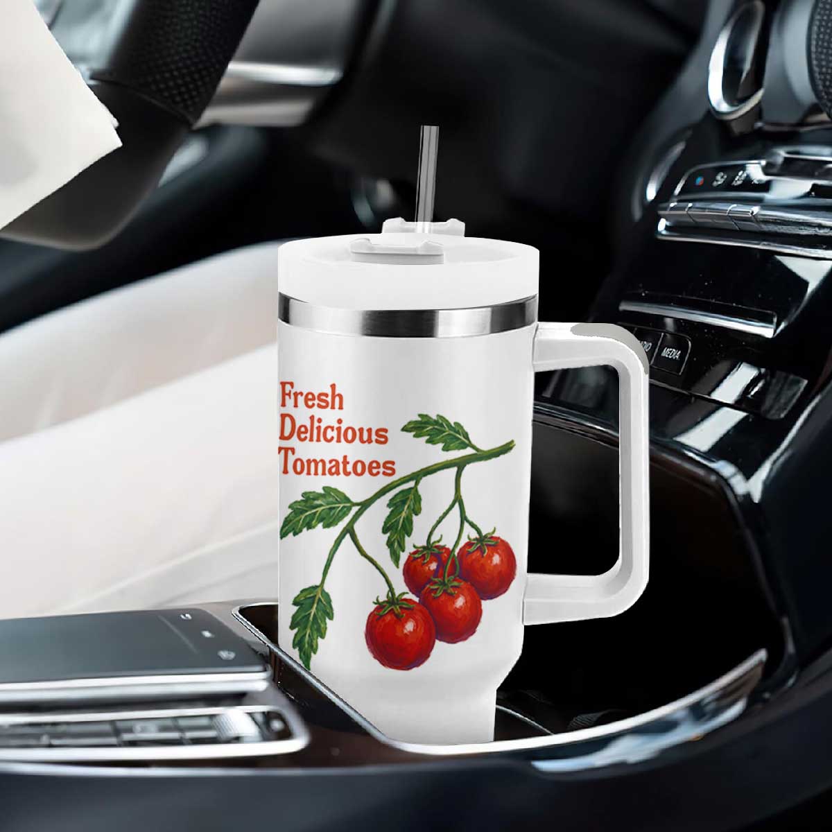 Subtle FDT Tumbler With Handle Fresh Delicious Tomatoes Retro Tomato Vine Graphic Political Humor TS10 Print Your Wear