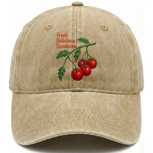 Subtle FDT Washed Cotton Baseball Cap Fresh Delicious Tomatoes Retro Tomato Vine Graphic Political Humor TS10 Print Your Wear