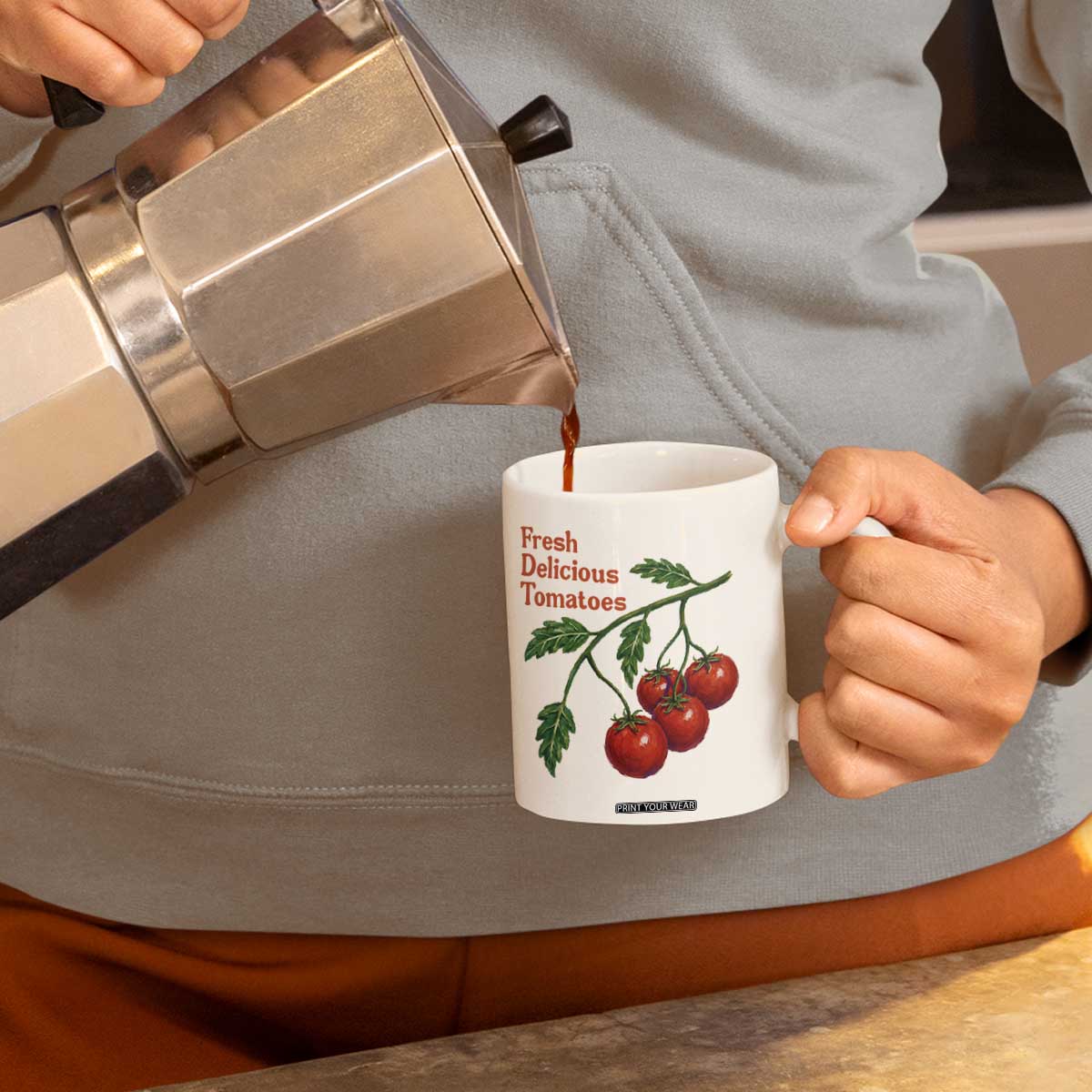 Subtle FDT Coffee Mug Fresh Delicious Tomatoes Retro Tomato Vine Graphic Political Humor