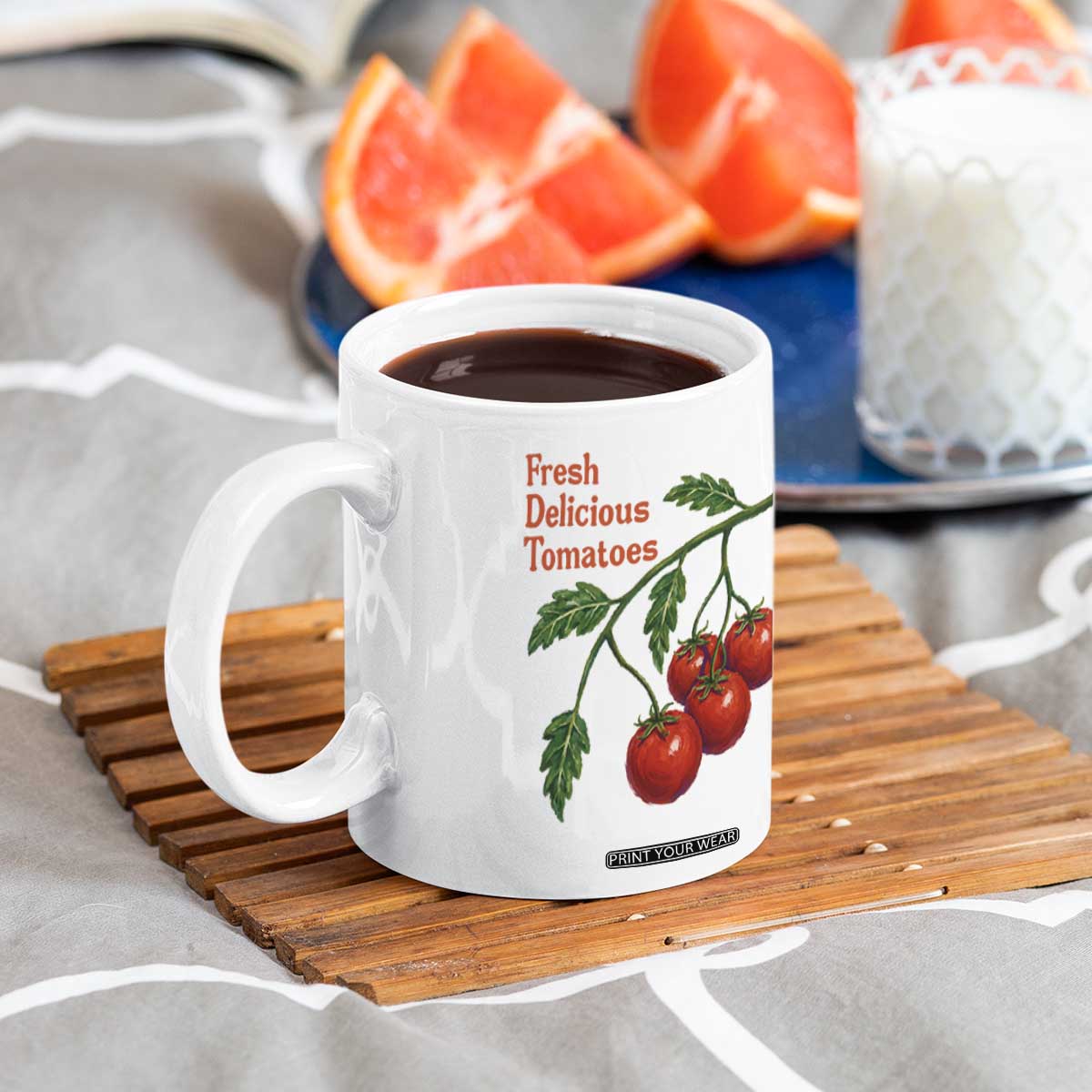 Subtle FDT Coffee Mug Fresh Delicious Tomatoes Retro Tomato Vine Graphic Political Humor