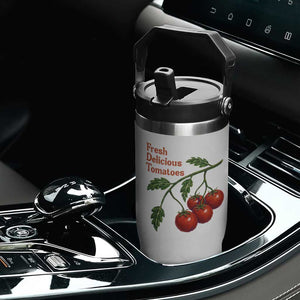 Subtle FDT Flip Straw Tumbler Fresh Delicious Tomatoes Retro Tomato Vine Graphic Political Humor