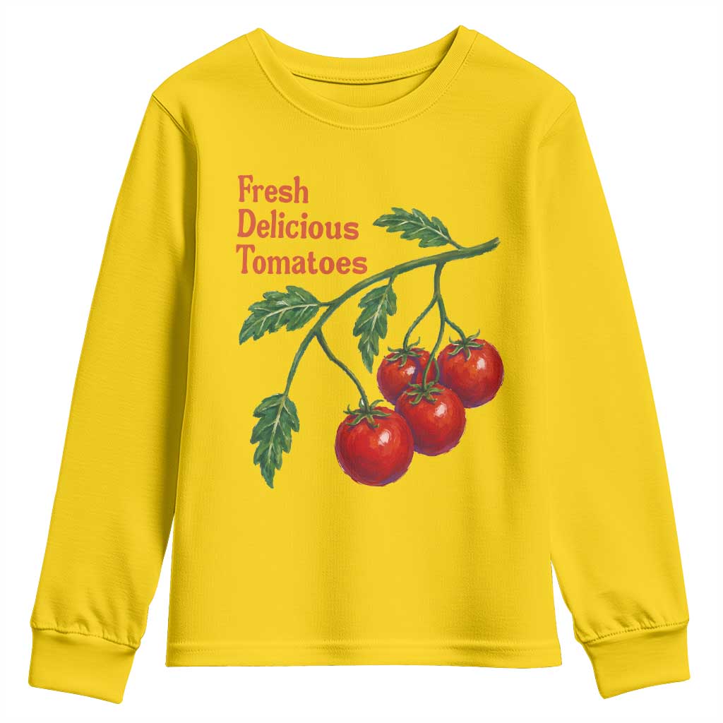 Subtle FDT Youth Sweatshirt Fresh Delicious Tomatoes Retro Tomato Vine Graphic Political Humor