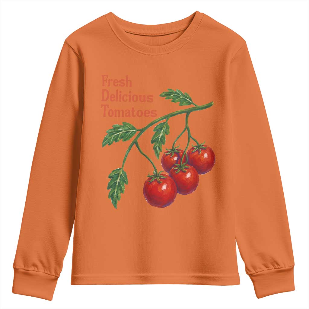 Subtle FDT Youth Sweatshirt Fresh Delicious Tomatoes Retro Tomato Vine Graphic Political Humor