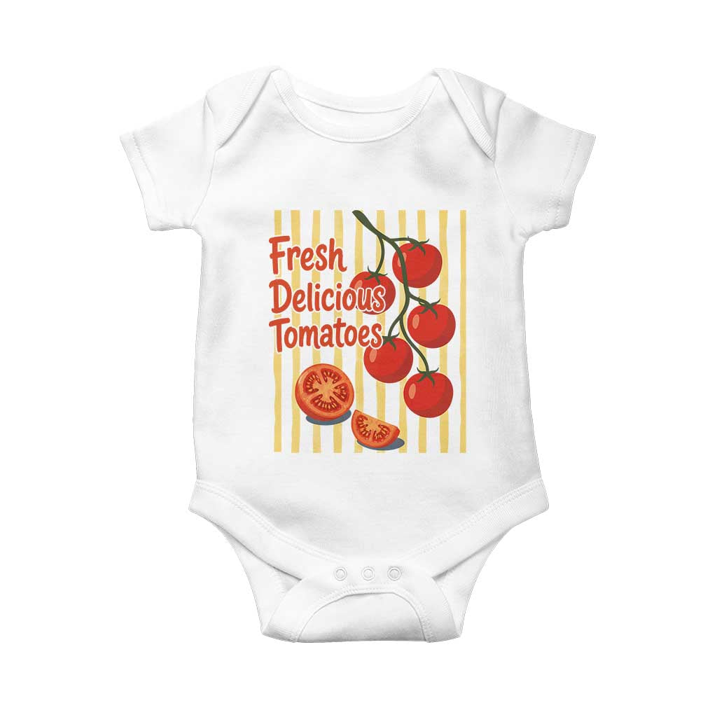 Subtle FDT Baby Onesie Fresh Delicious Tomatoes Striped Retro Vintage 80s Subtle FDT