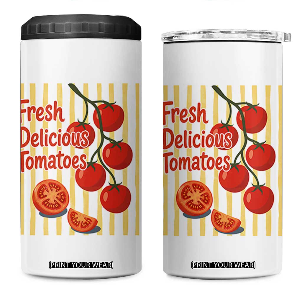 Subtle FDT 4 in 1 Can Cooler Tumbler Fresh Delicious Tomatoes Striped Retro Vintage 80s Subtle FDT