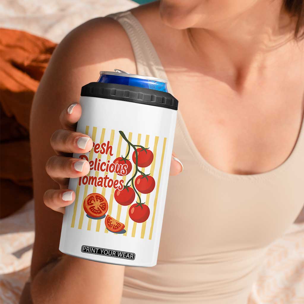 Subtle FDT 4 in 1 Can Cooler Tumbler Fresh Delicious Tomatoes Striped Retro Vintage 80s Subtle FDT