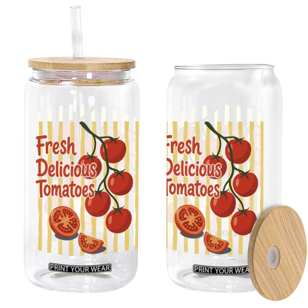 Subtle FDT Glass Can Fresh Delicious Tomatoes Striped Retro Vintage 80s Subtle FDT