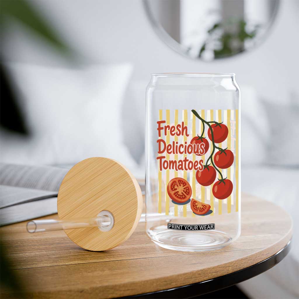 Subtle FDT Glass Can Fresh Delicious Tomatoes Striped Retro Vintage 80s Subtle FDT