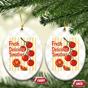 Subtle FDT Ceramic Ornament Fresh Delicious Tomatoes Striped Retro Vintage 80s Subtle FDT