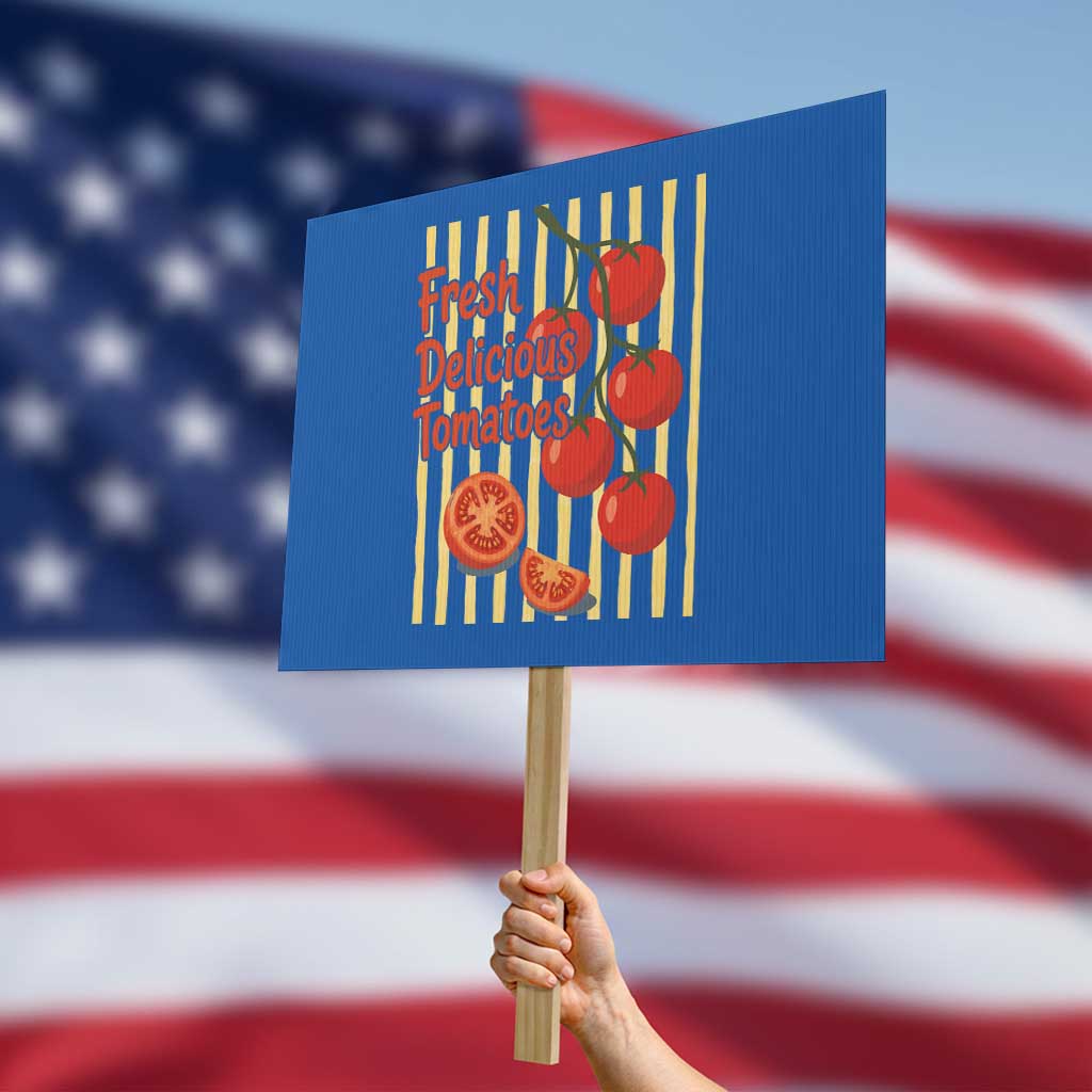 Subtle FDT Protest Sign Fresh Delicious Tomatoes Striped Retro Vintage 80s Subtle FDT