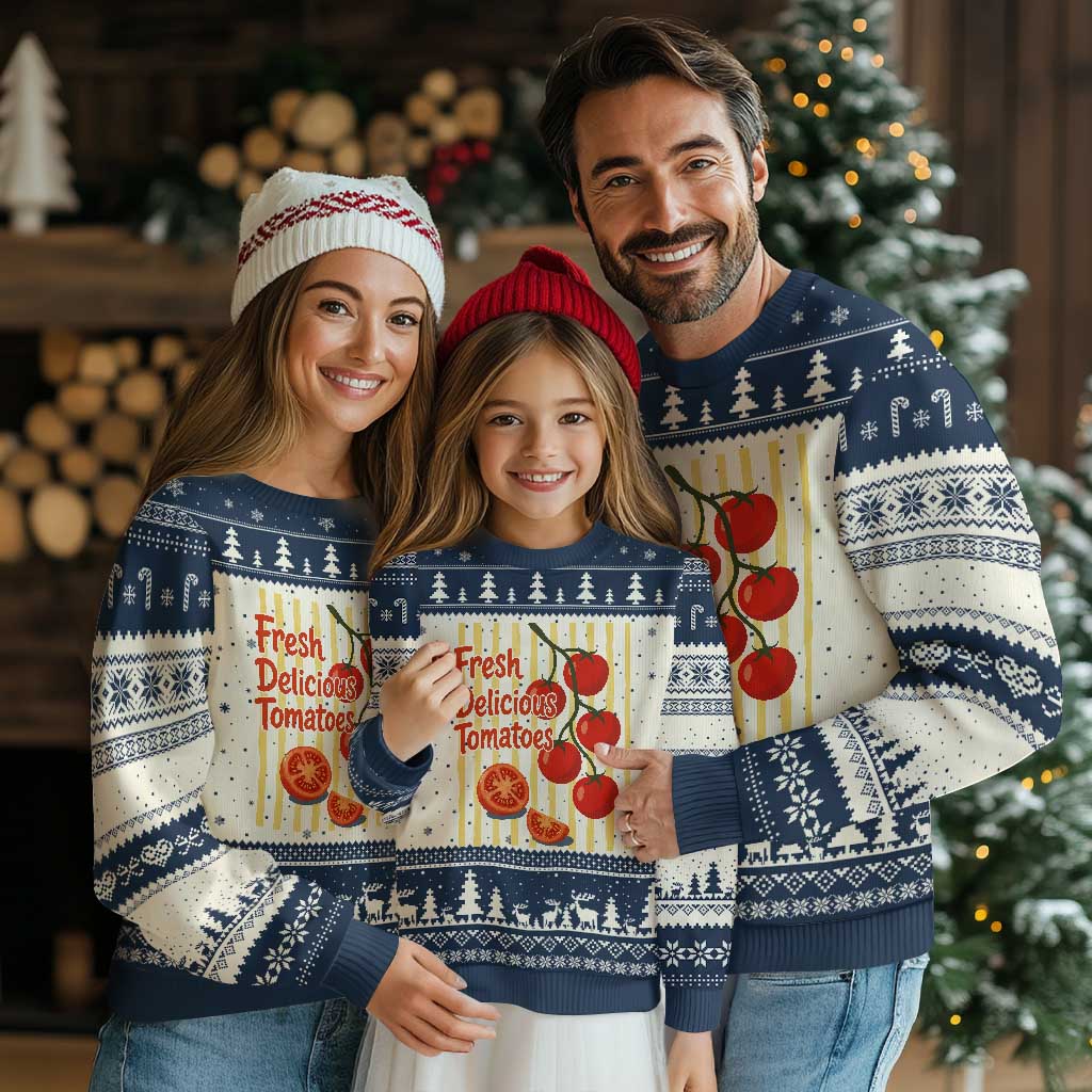 Subtle FDT Ugly Christmas Sweater Fresh Delicious Tomatoes Striped Retro Vintage 80s Subtle FDT