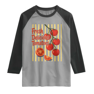 Subtle FDT Raglan Shirt Fresh Delicious Tomatoes Striped Retro Vintage 80s Subtle FDT TS10 Sport Gray Black Print Your Wear