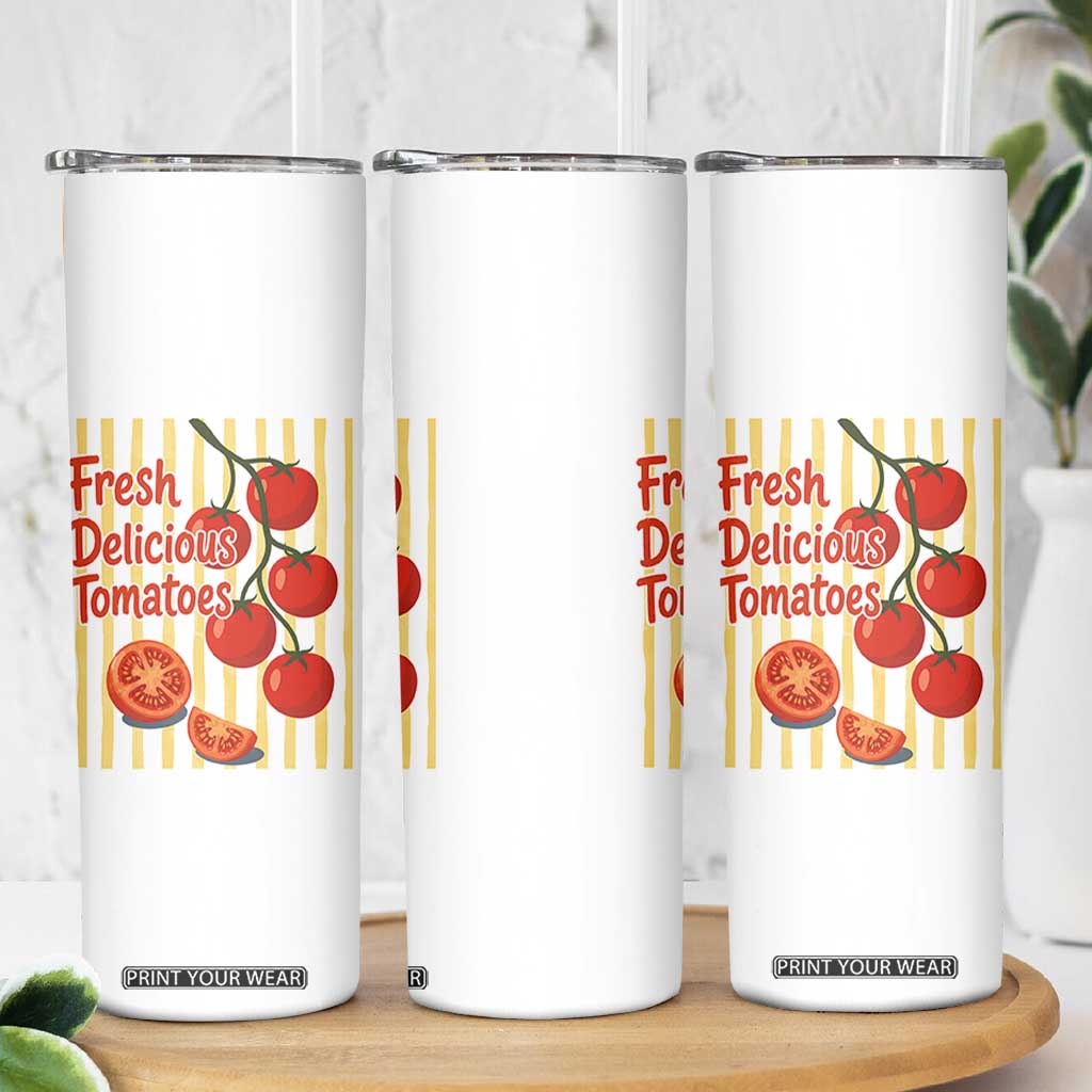 Subtle FDT Skinny Tumbler Fresh Delicious Tomatoes Striped Retro Vintage 80s Subtle FDT