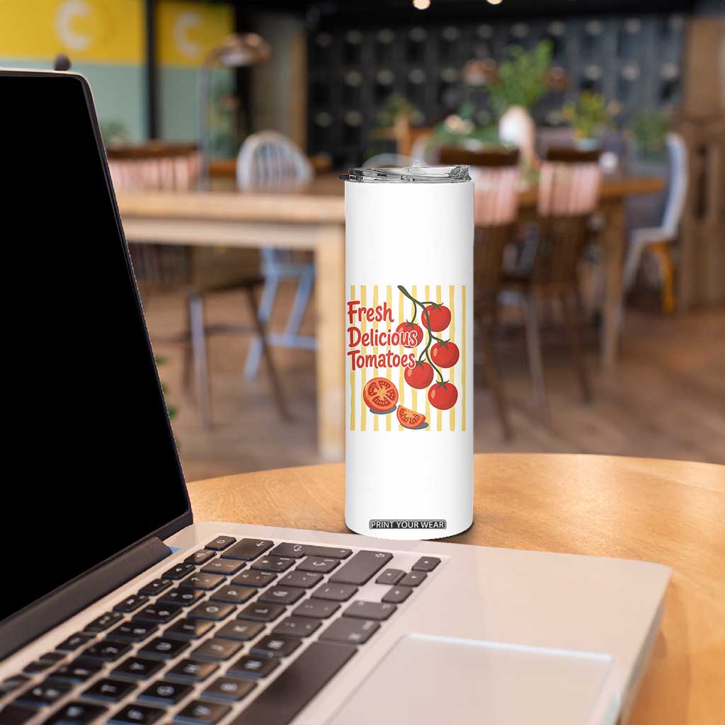 Subtle FDT Skinny Tumbler Fresh Delicious Tomatoes Striped Retro Vintage 80s Subtle FDT