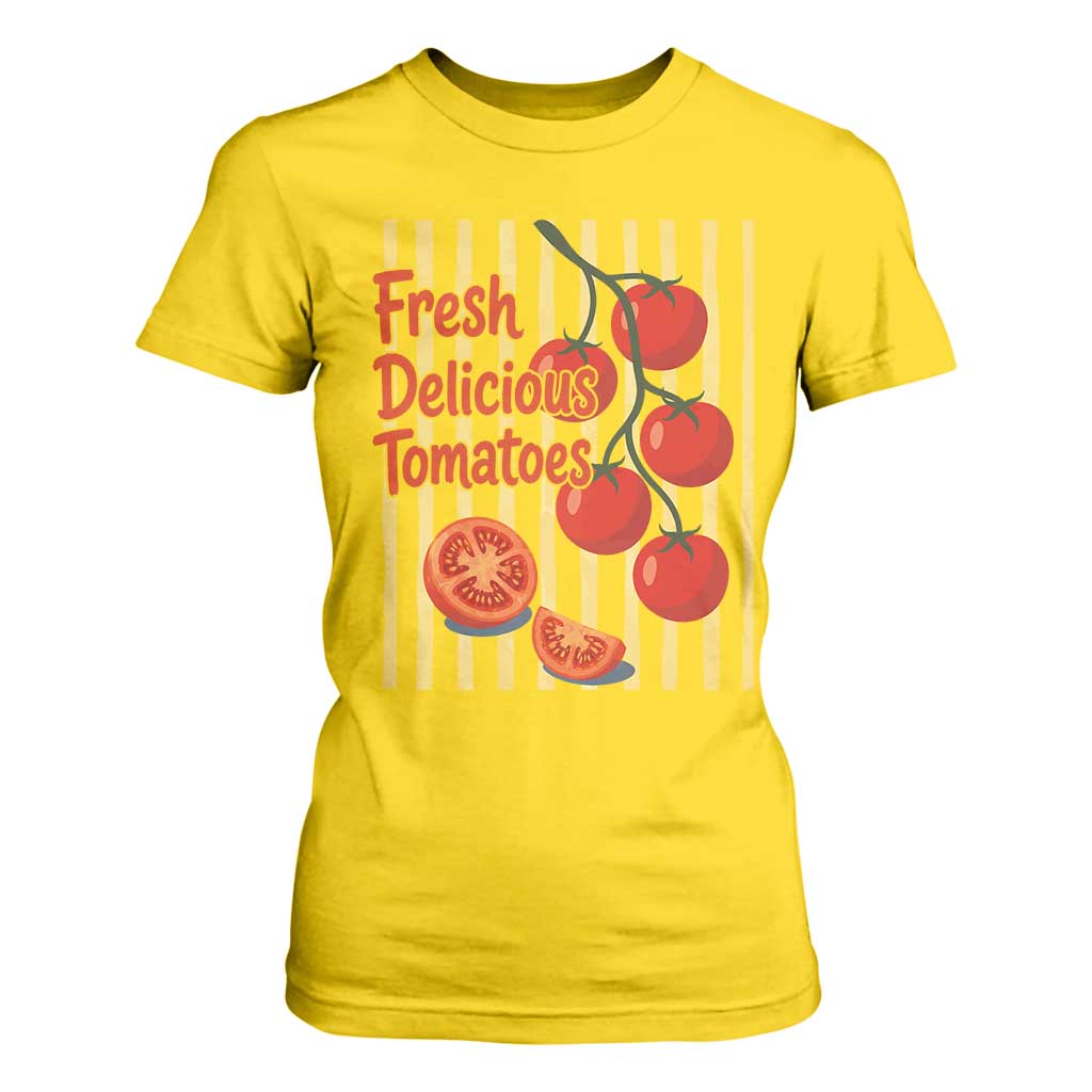 Subtle FDT T Shirt For Women Fresh Delicious Tomatoes Striped Retro Vintage 80s Subtle FDT