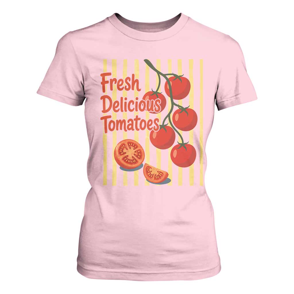 Subtle FDT T Shirt For Women Fresh Delicious Tomatoes Striped Retro Vintage 80s Subtle FDT