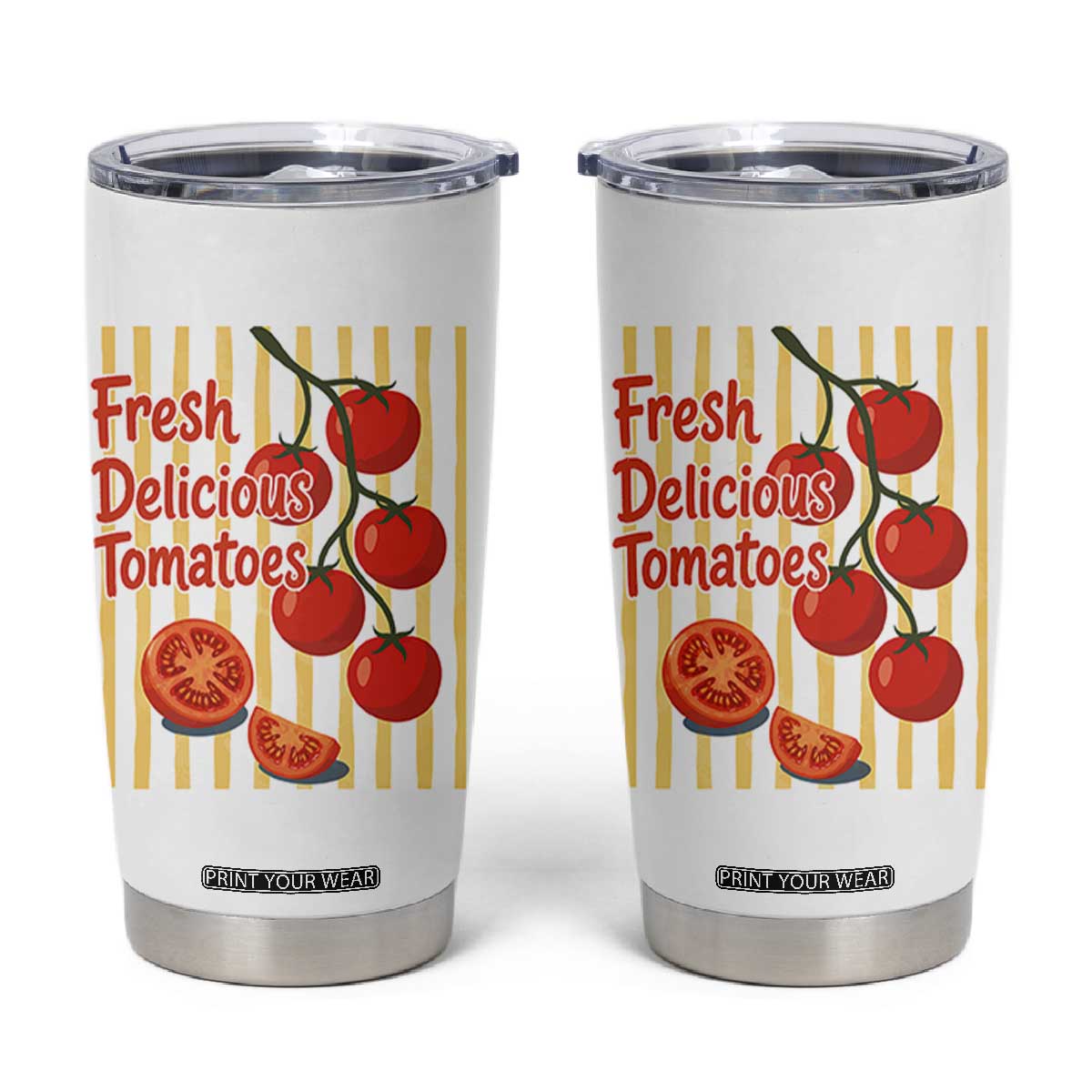 Subtle FDT Tumbler Cup Fresh Delicious Tomatoes Striped Retro Vintage 80s Subtle FDT TS10 White Print Your Wear