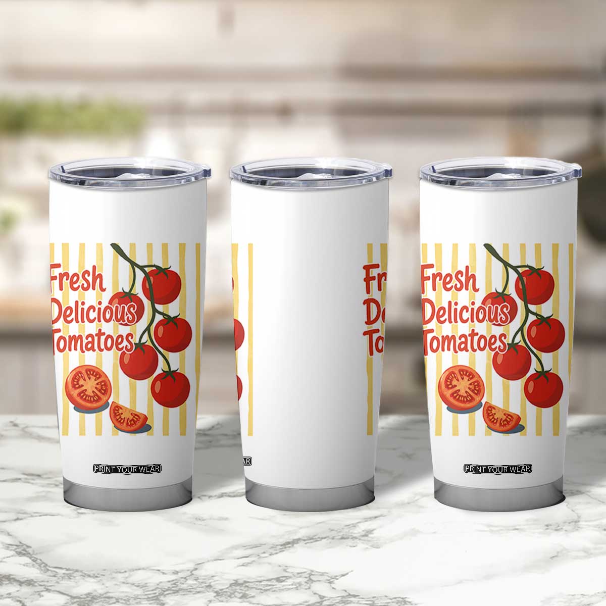 Subtle FDT Tumbler Cup Fresh Delicious Tomatoes Striped Retro Vintage 80s Subtle FDT