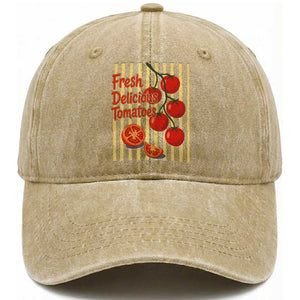Subtle FDT Washed Cotton Baseball Cap Fresh Delicious Tomatoes Striped Retro Vintage 80s Subtle FDT