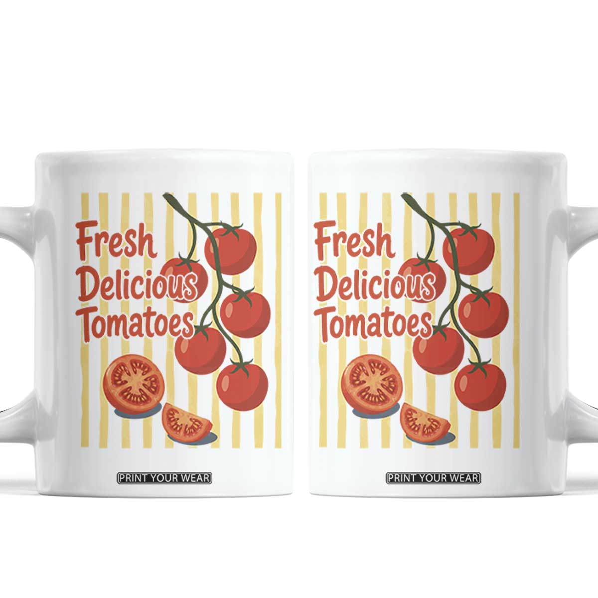 Subtle FDT Coffee Mug Fresh Delicious Tomatoes Striped Retro Vintage 80s Subtle FDT