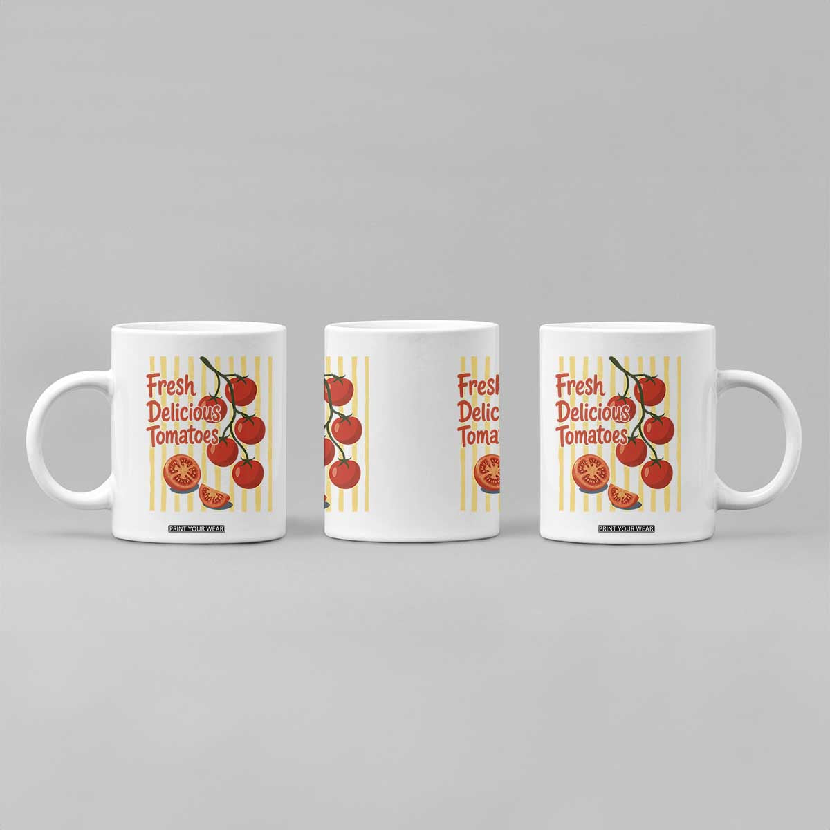 Subtle FDT Coffee Mug Fresh Delicious Tomatoes Striped Retro Vintage 80s Subtle FDT