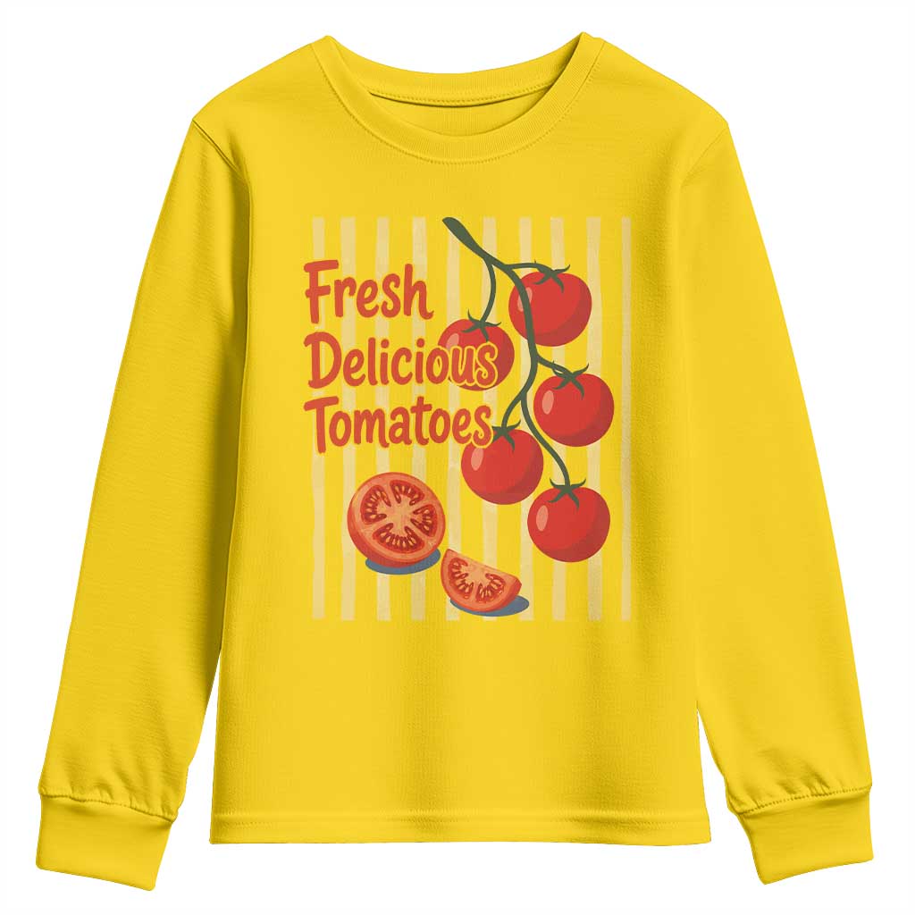 Subtle FDT Youth Sweatshirt Fresh Delicious Tomatoes Striped Retro Vintage 80s Subtle FDT