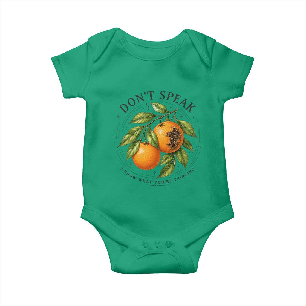 Subtle FDT Baby Onesie Dont Speak Orange Graphic Retro Vintage