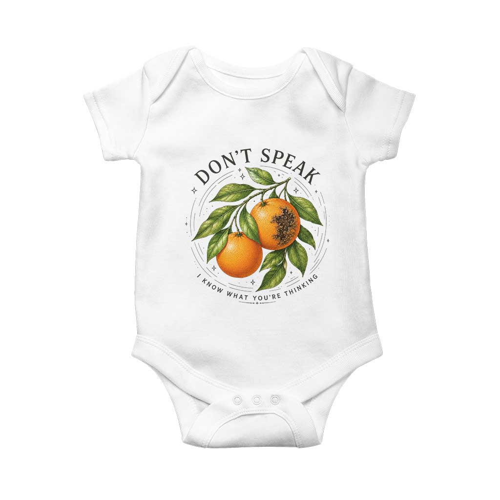 Subtle FDT Baby Onesie Dont Speak Orange Graphic Retro Vintage