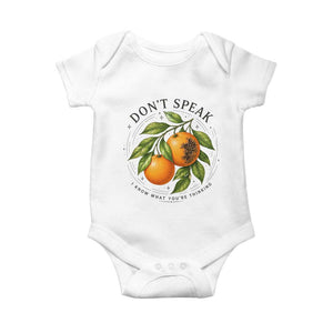 Subtle FDT Baby Onesie Dont Speak Orange Graphic Retro Vintage