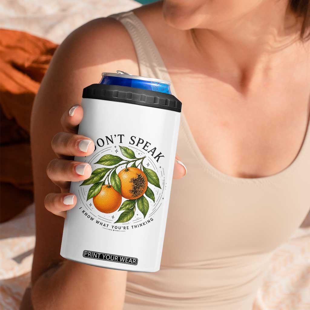 Subtle FDT 4 in 1 Can Cooler Tumbler Dont Speak Orange Graphic Retro Vintage