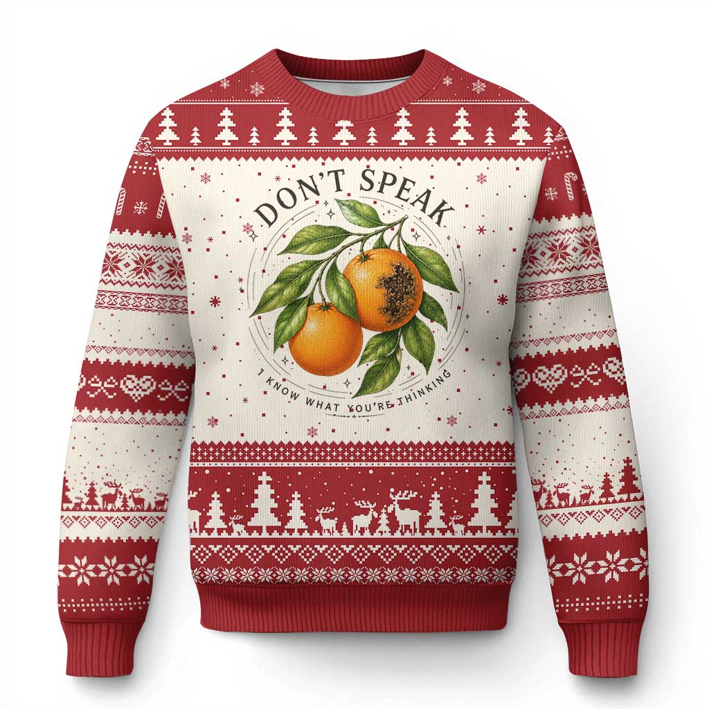 Subtle FDT Ugly Christmas Sweater Dont Speak Orange Graphic Retro Vintage TS10 Beige Red Print Your Wear